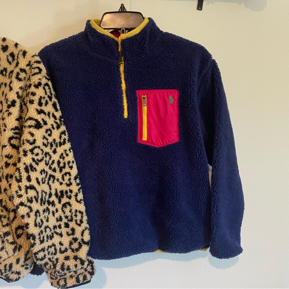 Ralph Lauren Girls Sherpa Pullover Sweatshirt (NAVY ONLY)